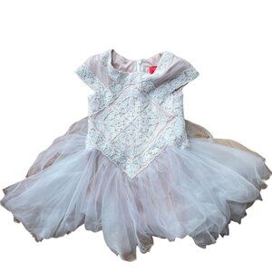 Tadashi Shoji Kids Lace Tutu Dress White Pink Sz 2T Tulle Skirt Fairy Princess